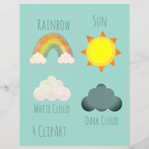 Prospectus 21,6 Cm X 24,94 Cm Soleil Nuage Arc-en-ciel Météo École Projet ClipAr