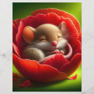 Prospectus 21,6 Cm X 24,94 Cm Souris Bébé très mignonne Dormir