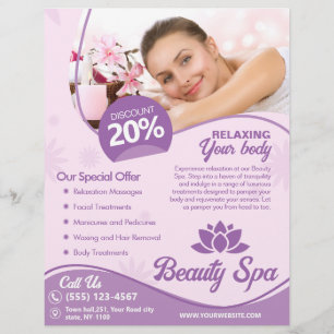Prospectus 21,6 Cm X 24,94 Cm Spa rose, Salon de beauté, Centre de bien-être