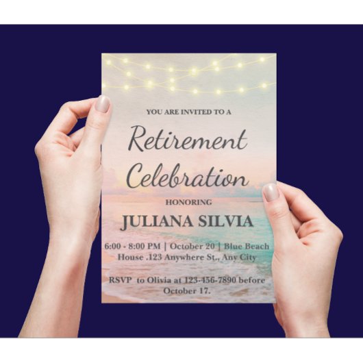 Prospectus 21,6 Cm X 24,94 Cm String Lights Beach Retirement Party