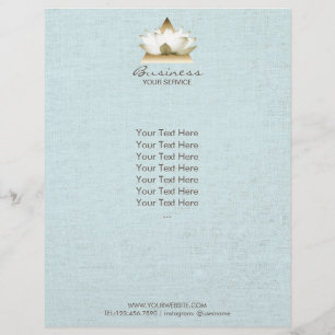 Prospectus 21,6 Cm X 24,94 Cm Studio de Yoga Logo Lotus Doré Brochure Lin Bleu