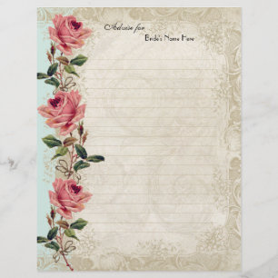 Prospectus 21,6 Cm X 24,94 Cm Style baroque Rose Vintage Aqua n Cream Lace