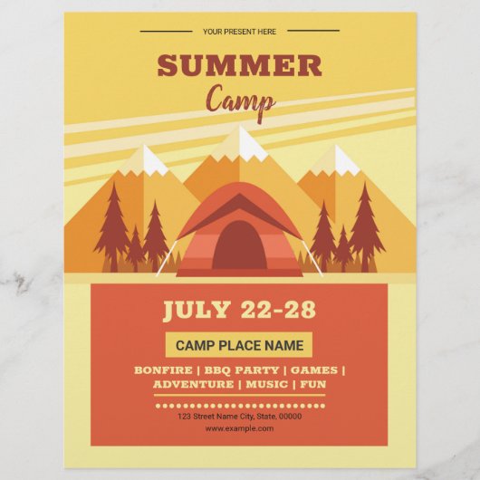 Prospectus 21,6 Cm X 24,94 Cm Summer Camp Flyer (Devant)