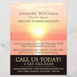 Prospectus 21,6 Cm X 24,94 Cm Sunset de vacances, Agent de voyage Circulaire pub