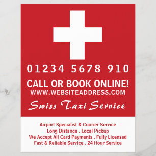 Prospectus 21,6 Cm X 24,94 Cm Swiss Taxi Firm Flag with Price List