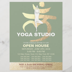 Prospectus 21,6 Cm X 24,94 Cm SYMBOLE YOGA Studio Open House Méditation racine C