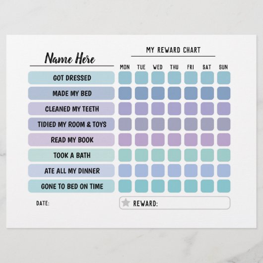 Prospectus 21,6 Cm X 24,94 Cm Tableau de récompenses Programme personnalisé Enfa (Devant)