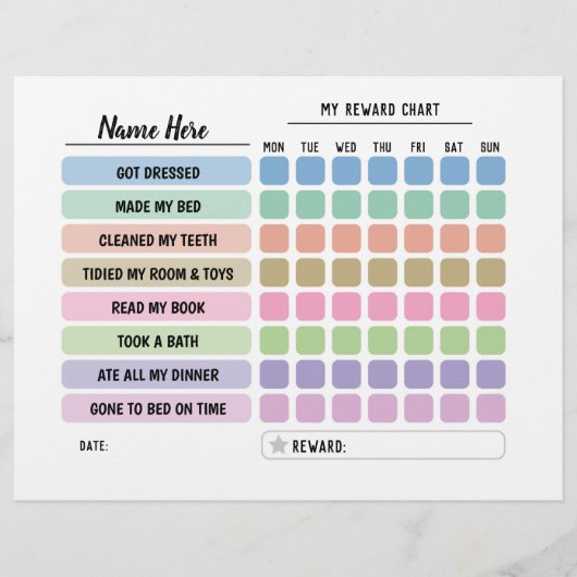 Prospectus 21,6 Cm X 24,94 Cm Tableau de récompenses Programme personnalisé Enfa (Devant)