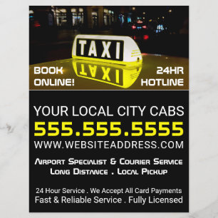 Prospectus 21,6 Cm X 24,94 Cm Taxi Sign, Taxi Cab Firm with Price List