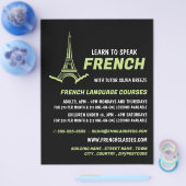 Prospectus 21,6 Cm X 24,94 Cm Tour Eiffel, Cours de Français Publicité (Simple)