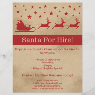 Prospectus 21,6 Cm X 24,94 Cm Traîneau du Père Noël rouge et beige - Flyer Père 