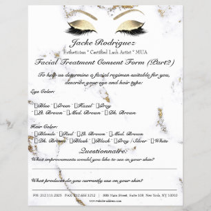 Prospectus 21,6 Cm X 24,94 Cm Traitement facial Formulaire de consentement Marbr
