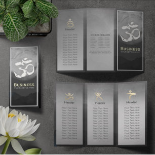 Prospectus 21,6 Cm X 24,94 Cm Tri-Fold Yoga Studio Life Coach Brochure Om Symbol