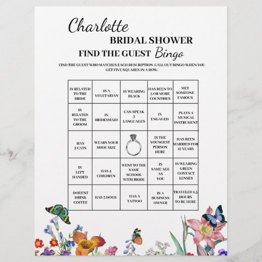 Prospectus 21,6 Cm X 24,94 Cm Trouver la mariée Creative Shower Bingo (Devant)