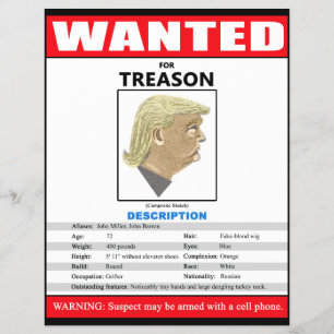 Prospectus 21,6 Cm X 24,94 Cm Trump Recherché pour trahison
