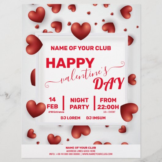 Prospectus 21,6 Cm X 24,94 Cm Valentines 3D Red Hearts Party (Devant)