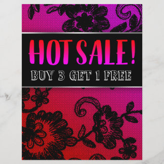 Prospectus 21,6 Cm X 24,94 Cm Vente CHAUD Feu Rouge Rose Black Lace Flyer