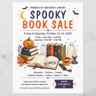 Prospectus 21,6 Cm X 24,94 Cm Vente de livres de la bibliothèque Halloween effra