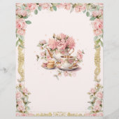Prospectus 21,6 Cm X 24,94 Cm Vintage Rose Floral Rose High Tea Party Anniversai (Dos)