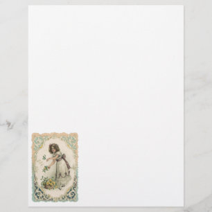 Prospectus 21,6 Cm X 24,94 Cm Vintage Saint Valentin victorienne, Fille avec Ros