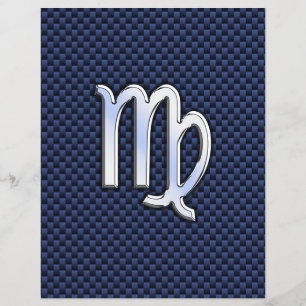 Prospectus 21,6 Cm X 24,94 Cm Virgo Zodiac Sign on Navy Blue Carbon Fiber Print