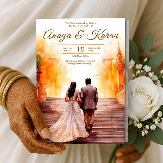 Prospectus 21,6 Cm X 24,94 Cm Watercolor Indian Wedding Program Cérémonie hindou