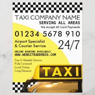 Prospectus 21,6 Cm X 24,94 Cm Yellow Taxi Cab Sign with Price List Advertising