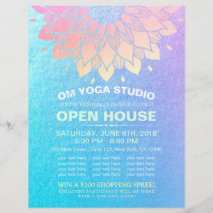Prospectus 21,6 Cm X 24,94 Cm YOGA Studio Open House Gold Foil Mandala Flowers F
