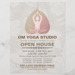 Prospectus 21,6 Cm X 24,94 Cm YOGA Studio Open House Méditation Pose Bodhi Leaf