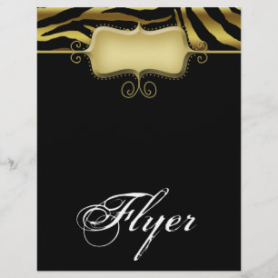 Prospectus 21,6 Cm X 24,94 Cm Zebra Animal Flyer Salon Spa Or Noir