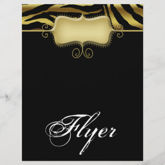 Prospectus 21,6 Cm X 24,94 Cm Zebra Animal Flyer Salon Spa Or Noir