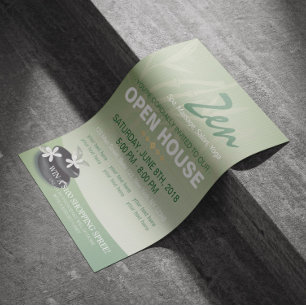 Prospectus 21,6 Cm X 24,94 Cm ZEN Stone Bamboo YOGA SPA Salon de Massage Journée