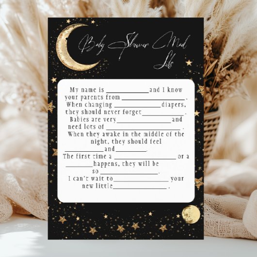 Prospectus Celestial Gold Black Baby Shower Mad Libs