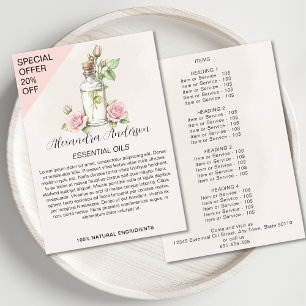 Prospectus Flacon Floral Aquarelle Huiles Essentielles de Ros