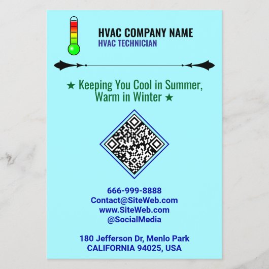 Prospectus Flyers HVAC professionnels (code QR, logo et sloga (Devant)
