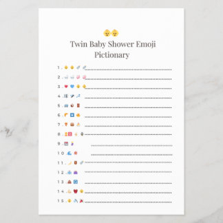 Prospectus Jeu Pictionary Baby shower Twin - Avec Réponse Ell