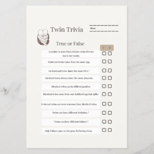 Prospectus : Jeu Trivia Baby shower Twin - Avec feuille de ré