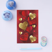 Prospectus Valentines dorées et rouges (Simple)