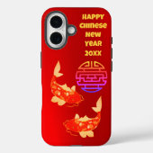 Prospérité Koi Nouvel An chinois iPhone 16 coque (Verso)