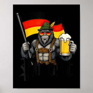 Prost Bigfoot Bier Drinken Lederhosen Duits Poster