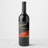 Prost Black, Red & Gold 60th Birthday Wijn Etiket (Voorkant)
