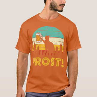 Prost Cat Silhouette Retro Bavarian Oktoberfest T-shirt