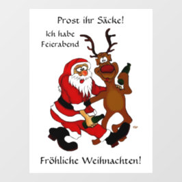 Prost het tassen - Vrolijk kerstfeest! Duitse teks Raamsticker