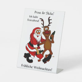 Prost het tassen - Vrolijk kerstfeest! Duitse teks Reclamebord Met Voetstuk