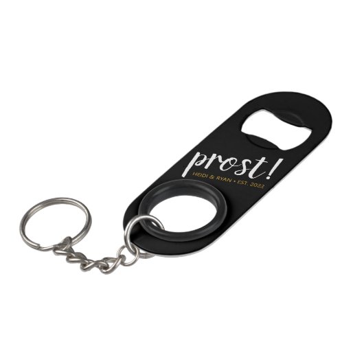 "Prost" Sleutelhanger voor weddenschap Mini Flessenopener (Voorkant Gekanteld)