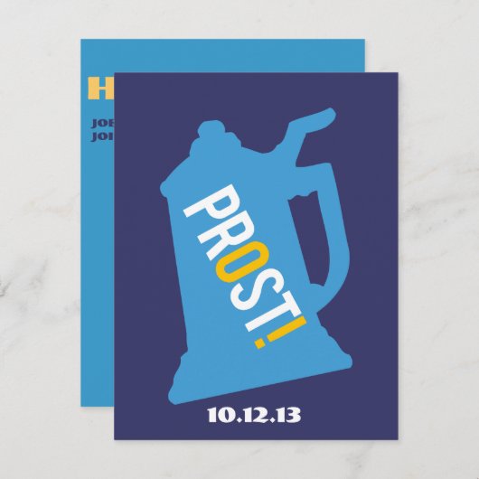 Prost Toast Heren 50e Verjaardagsfeest Uitnodiging (Voorkant / Achterkant)