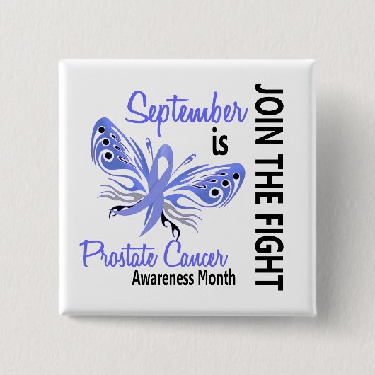 Prostaatkanker - Bewustmafbeelding Maand Butterfly Vierkante Button 5,1 Cm (Voorkant)