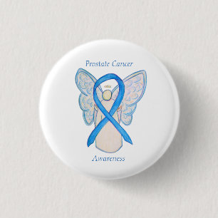 Prostaatkanker Blauwe Bewustheid Ribbon Angel Pin Ronde Button 3,2 Cm