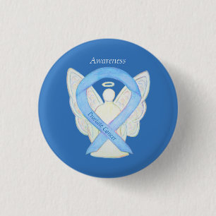 Prostaatkanker Blauwe Bewustheid Ribbon Angel Pin Ronde Button 3,2 Cm
