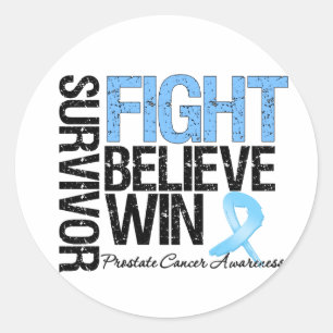 Prostaatkanker Overlevingsstrijd Believe Win Motto Ronde Sticker